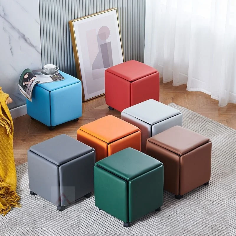 2024 Popular Magic Cube Combination Stool Rubik Cube Multipurpose Metal Chair Footrest Step Stool Padded Seat for Home