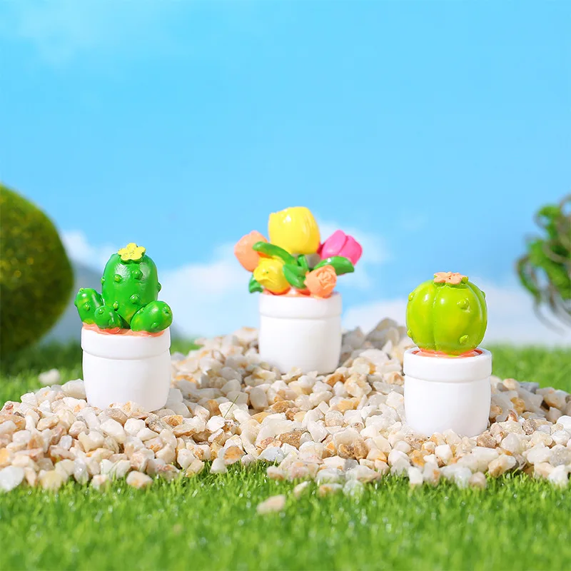 3D миниатюрные фигурки кактусов из смолы суккуленты статуя для кукольного домика сказочного сада домашнего офиса настольного декора