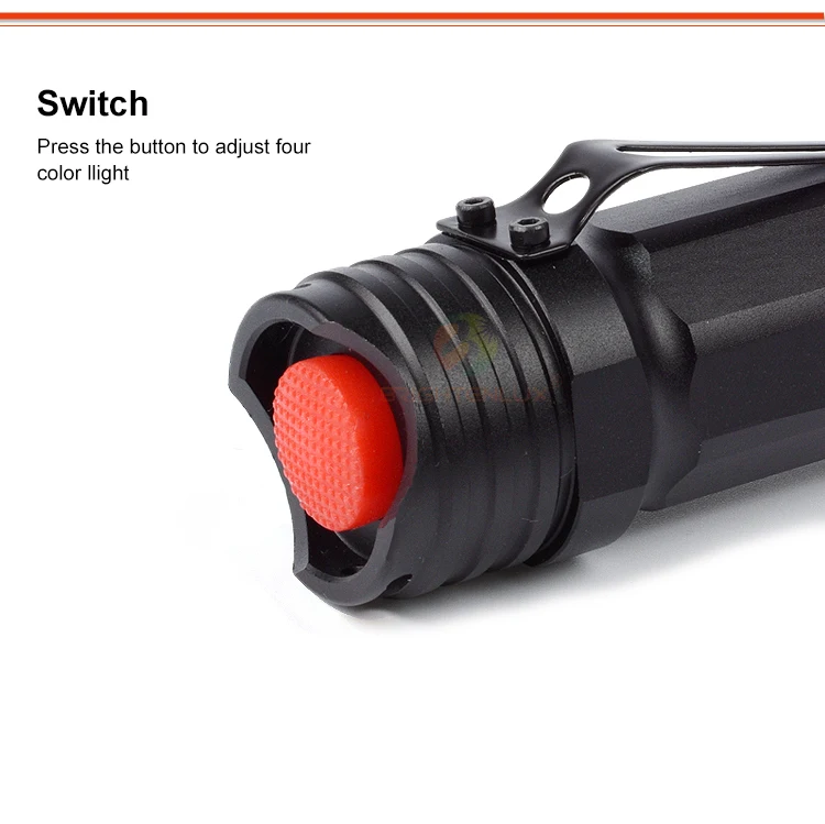 BrightenluX Powerful Mini Portable Torch Light Battery Rechargeable LED Zoomable Tactical RGB 4 Modes Flashlight