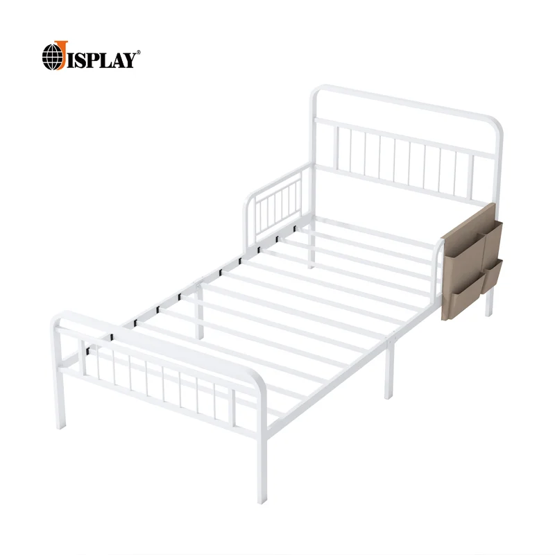 Безопасная Нетоксичная прочная простая металлическая кровать детская с ограждением для детской спальни