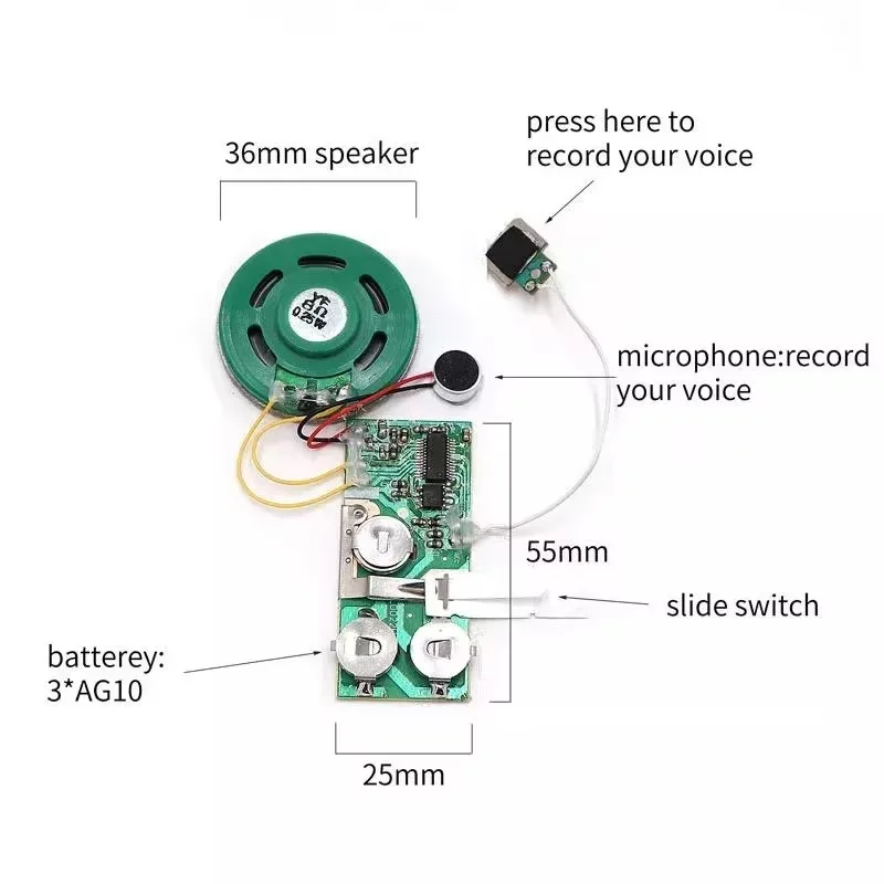 2024 Hot Selling Music Audio Voice Recording Module Recordable Sound Chip for Greeting gift box plush toy customized customized