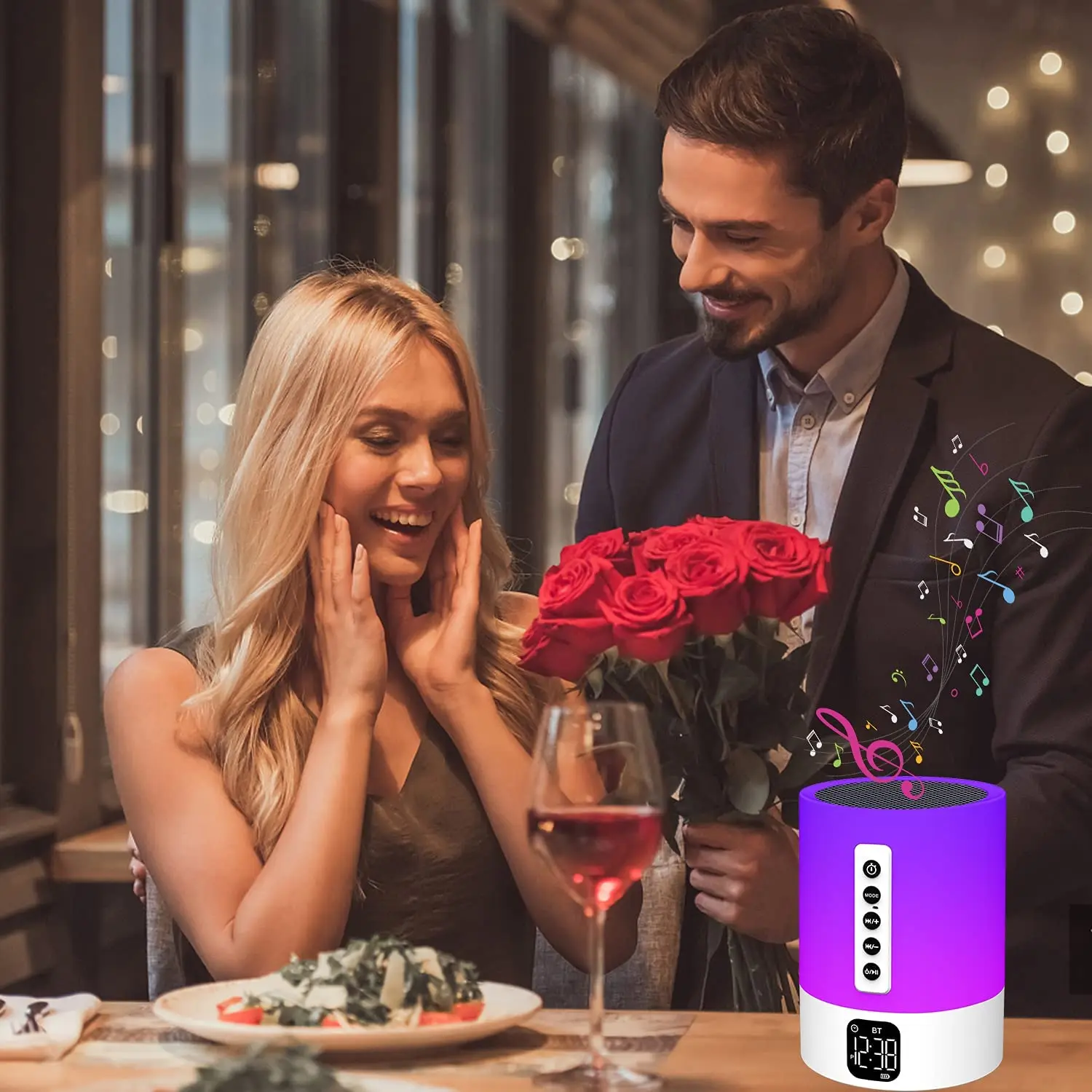 MUSKY DY29S Party Music Box Flashing Bt  RGB Light Portable Big Led Screen Video Digital Clock Wireless Usb Speakers