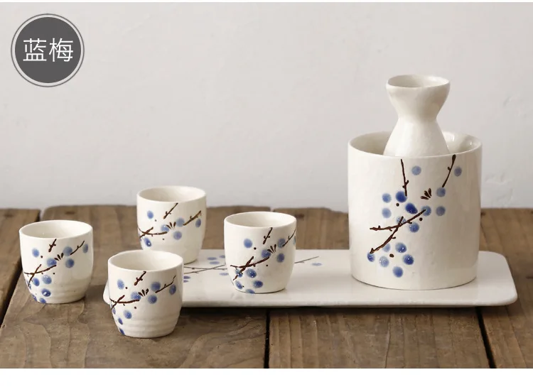 Wine glass jug set Japanese glass wine set Japanese hand-painted cherry blossom retro sake glass dispenser