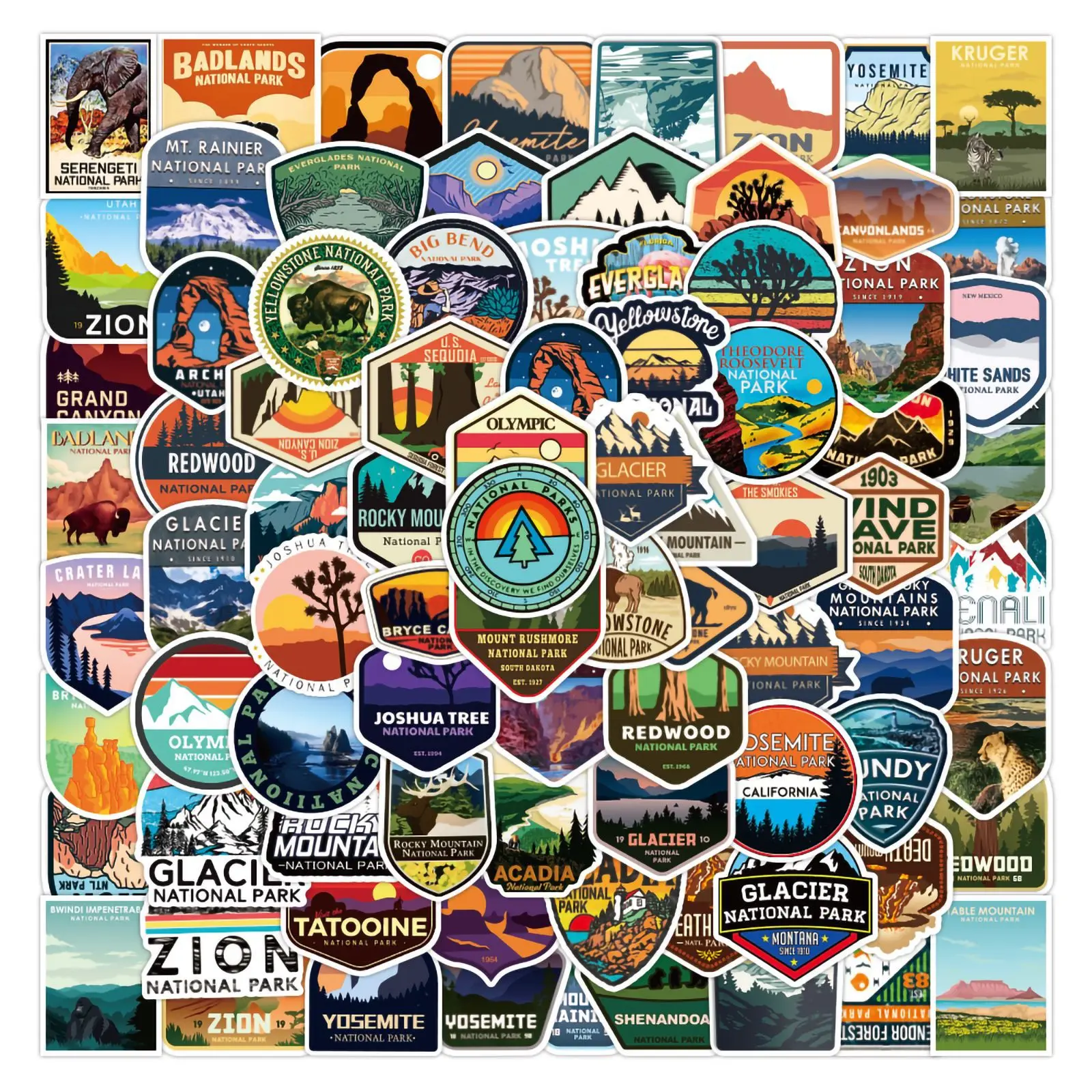 ZY3152X 50Pcs Cartoon Natural Park Scrapbook Graffiti DIY Stickers Decorative Guitar Laptop Luggage Vinyl Waterproof Stickers