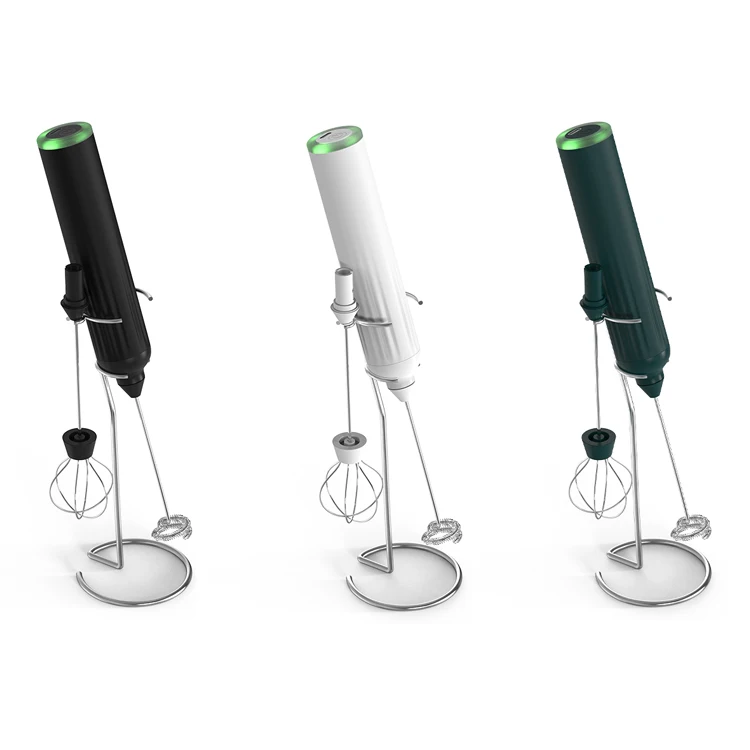 Handheld Electric Rechargeable USB Charging Push Button ABS Housing Stainless Steel Whisk Milk Frother for outdoor and hotel use