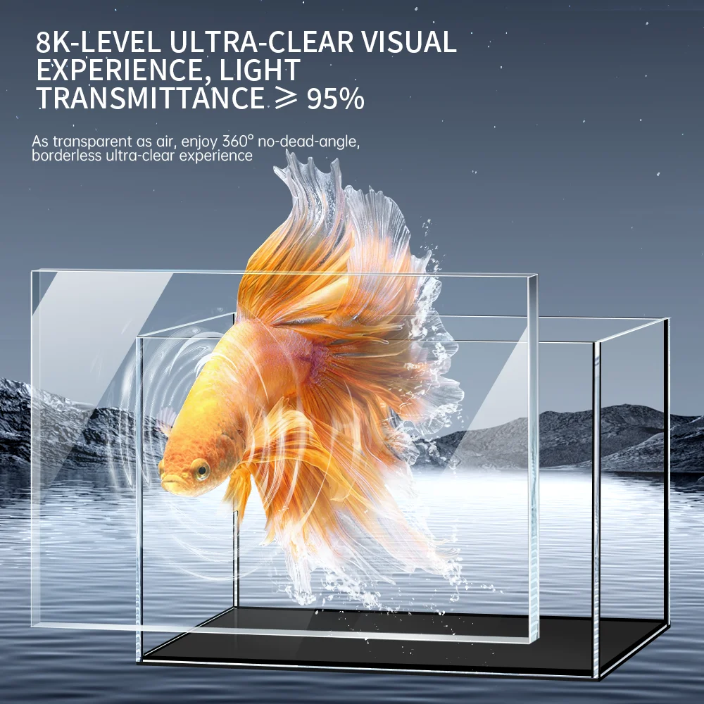 2024 New wn  Customized Ultra White Clear Glass Fish Tanks Home Decoration Desktop Black Glue Reef Aquarium