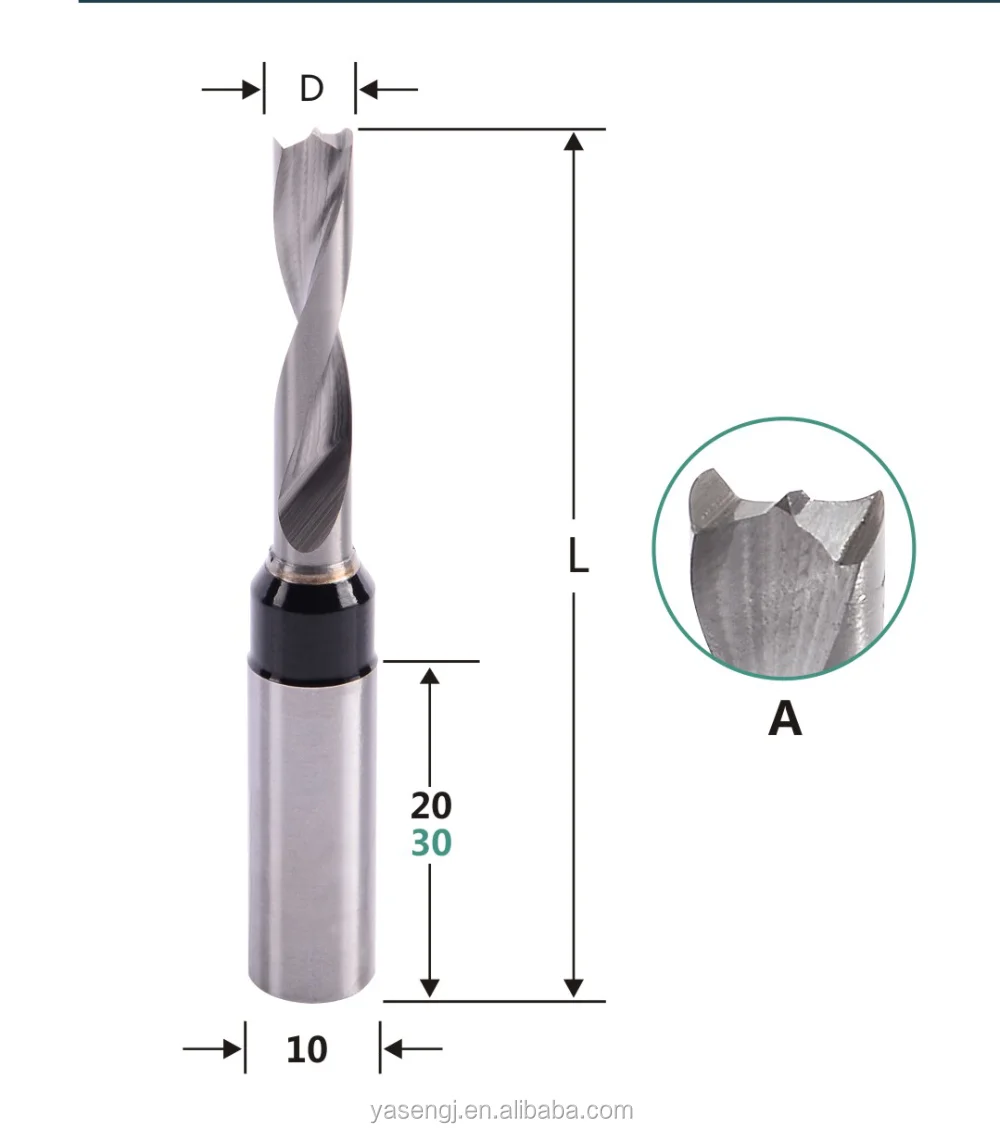 China Manufacture 10mm Shank Diameter Tungsten Carbide CNC Machining  Drill Bit Tool Sets for Wood
