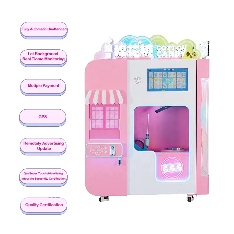Factory Commercial Self Full Automatic Making Sugar Cotton Candy Floss Vending Machine For Sale
