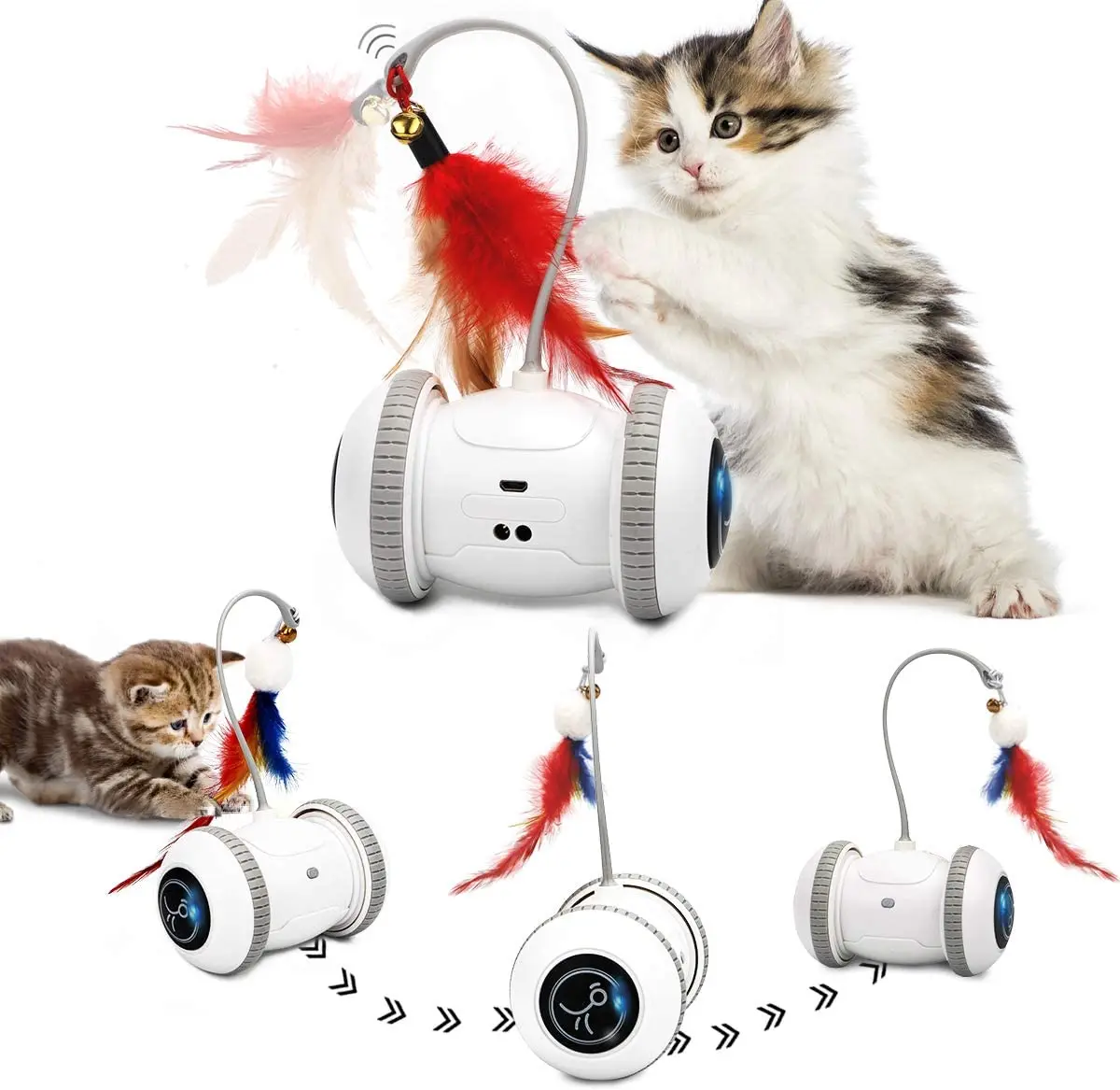 Robotic Interactive Electronic USB Charger Smart Rolling Pet Cat Toy Funny Moving Cat Tail For Pet