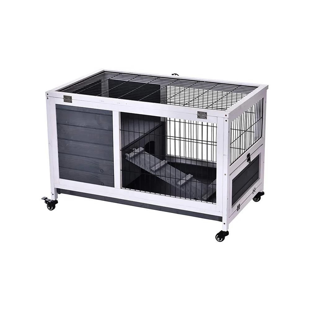 Wooden Rabbit Guinea Pig Hutch Elevated Pet House Bunny Cage