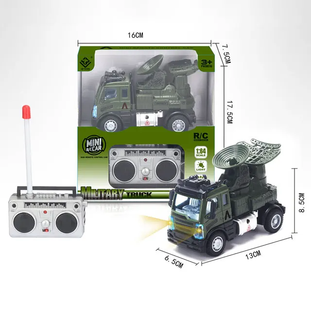 Hot Sale 1:64 Four-Way 27Mhz German style Army Green Remote Control Military Transport Vehicle RC car for kids other toy