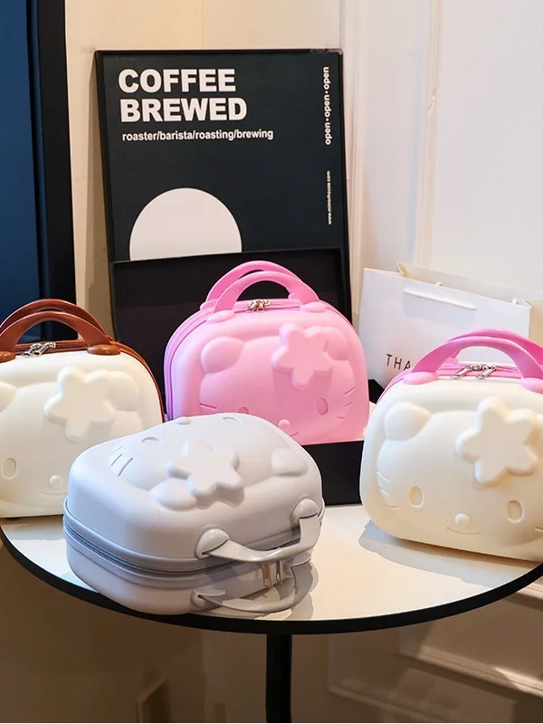 Wholesale 12 Inch Kitty Hard Shell Makeup Case KT Cosmetic Travel Toiletry Bags Mini Suitcase Lightweight Hand Luggage Gift