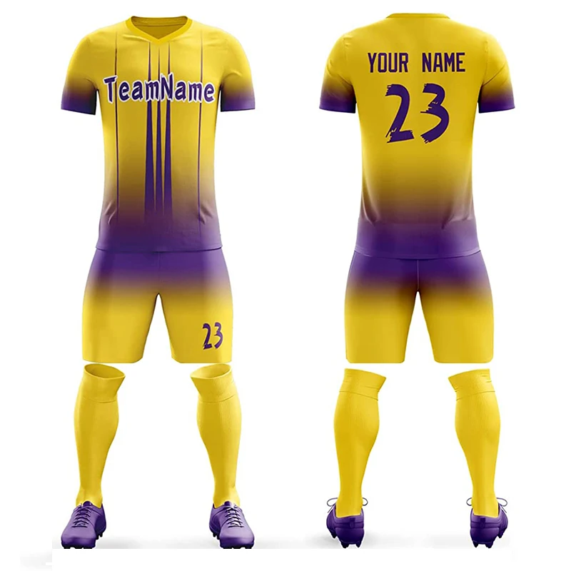 Custom sublimation soccer jersey football kit t-shirt tops club team football shirt training custom yellow soccer jersey
