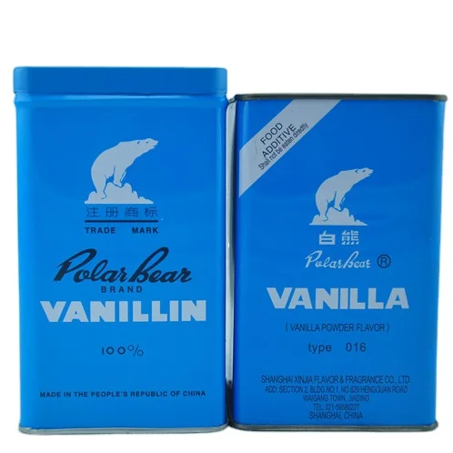 Food grade  polar  bear vanillin flavour in food additives flavorings drum 20kg 500g-tin