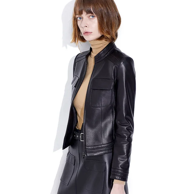 OEM новый стиль новейший дизайн женское пальто из овечьего меха кожаное пальто