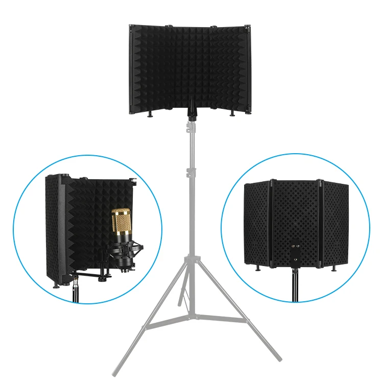 
Microphone Sound Insulation Screen Iron Shell 3 doors Soundproof Cover Shield Studio Microphone Soundproofing Cover 