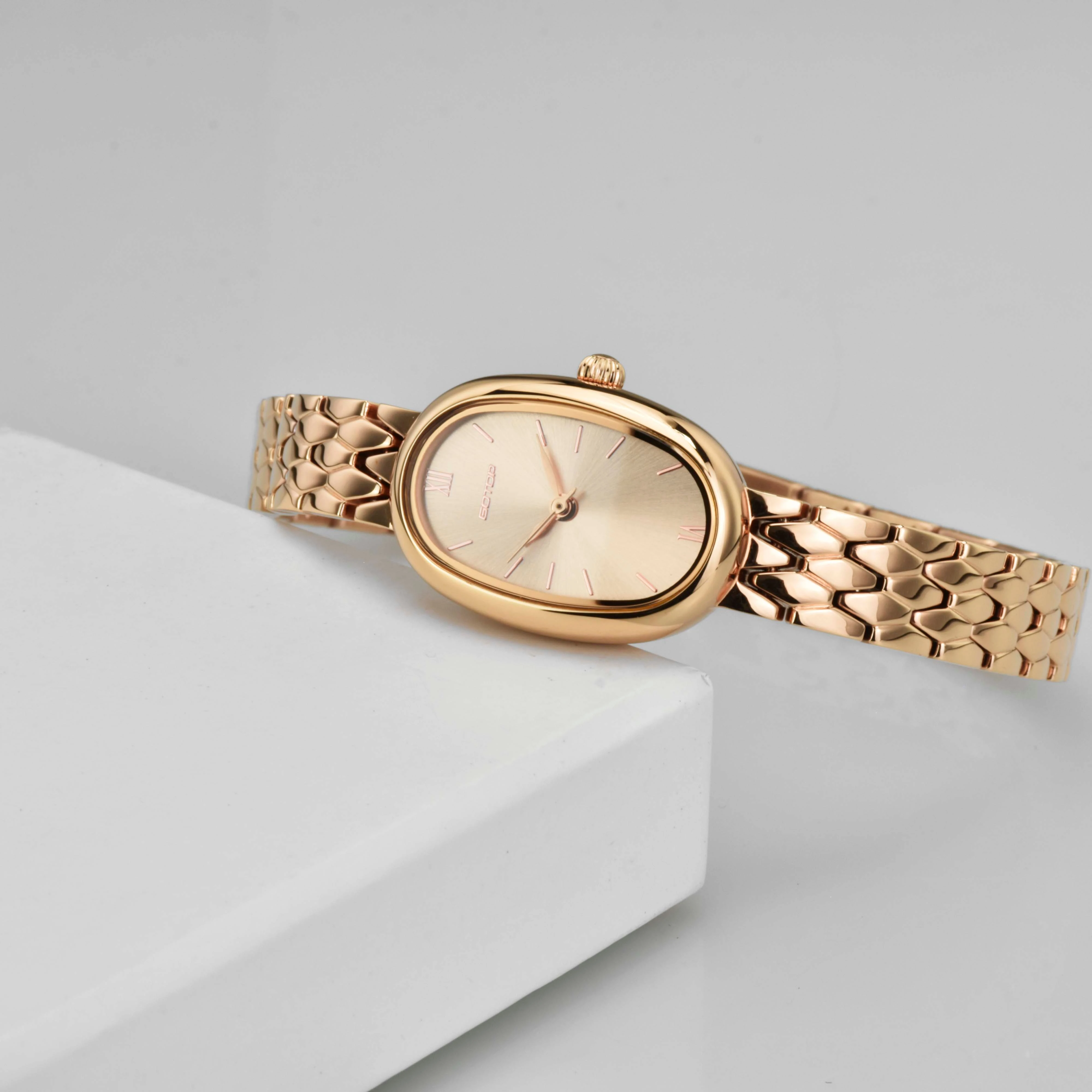 High End Personalized Quartz Stainless Steel Oval Watch for Ladies