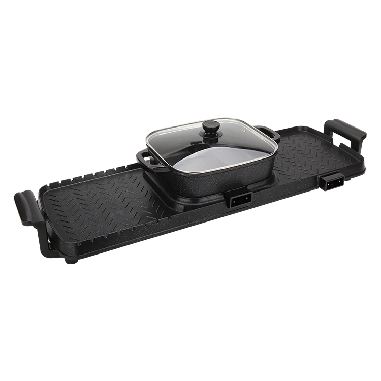 Electricity 220 Top Table Smokeless Flat Pan PTFE Modern Hot Pot Double Indoor Black Electric Bbq Grill