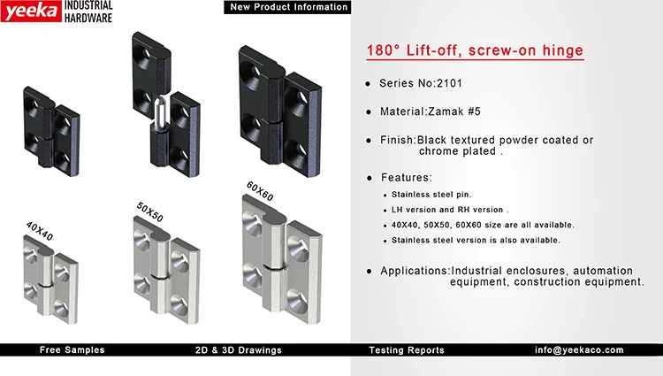 Yeeka hardware 2101 detachable lift-off hinges 60x60 furniture zinc alloy cabinet hinge