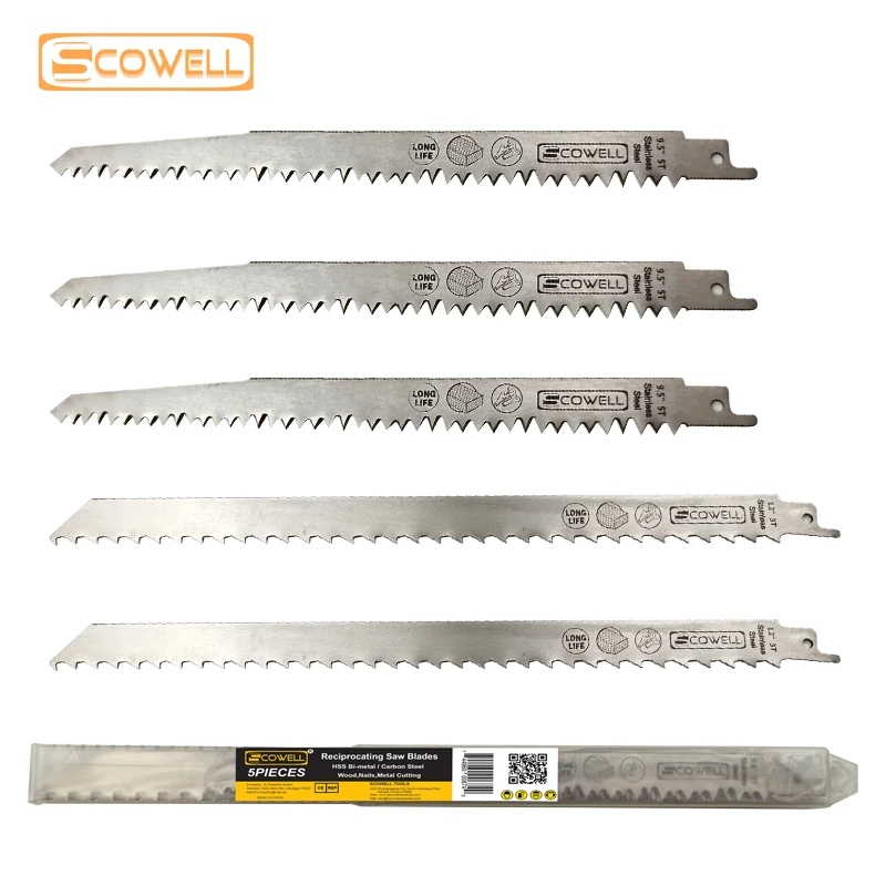3PCS 9Inch 5TPI Stainless Steel Reciprocating Saw Blades Meat Bone Cutting 2PCS 12 Inch 3TPI Sabre Saw Blade For Wood