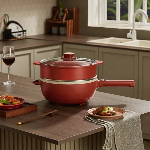 Stir-fry Digester Induction electric skillet hot pot AU Plug Smart Electric Stainless Steel Use Glass Cover Compatible