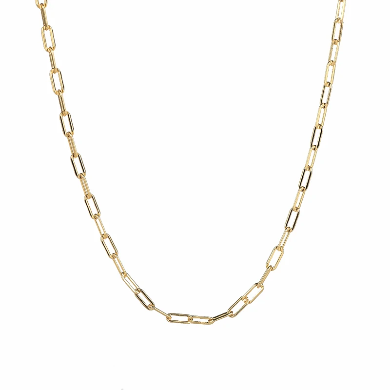 Bohemia Jewelry Silver Chain 925 Sterling Paperclip Chock Necklace