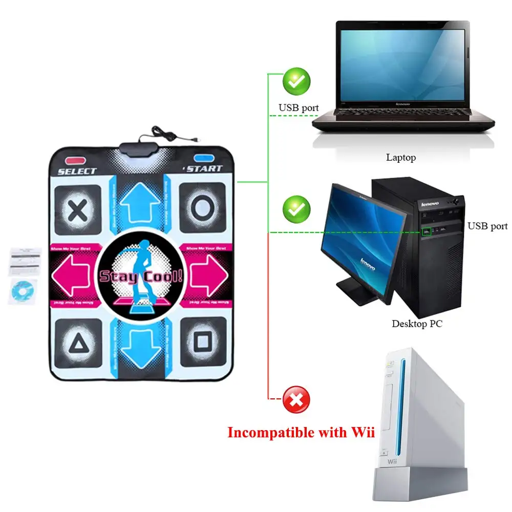  USB TV PC Нескользящая танцевальный коврик игровой для детей и