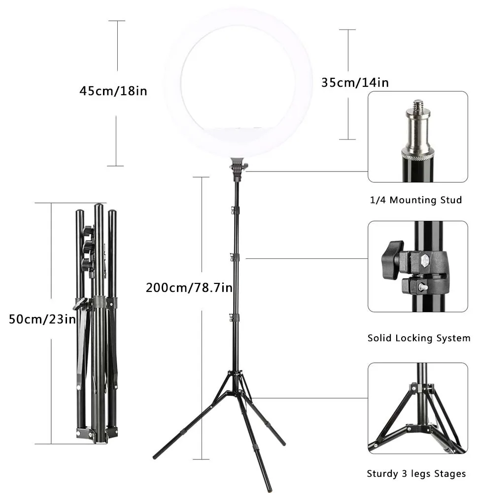New Design 18inch Led Ring Light with sound card tray Led Ring Lamp Photography Video Ringlight