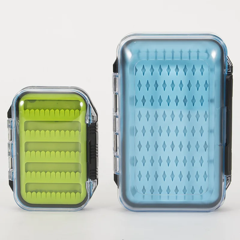 Transparent double-sided fly fishing box portable silicone cushion ABS impact resistant fly box waterproof fur hook box