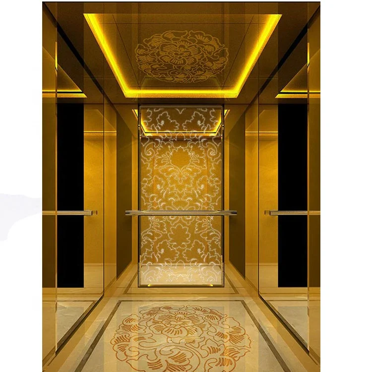 High Rise Golden Cabin Apartment Lift Residential Passenger Elevator