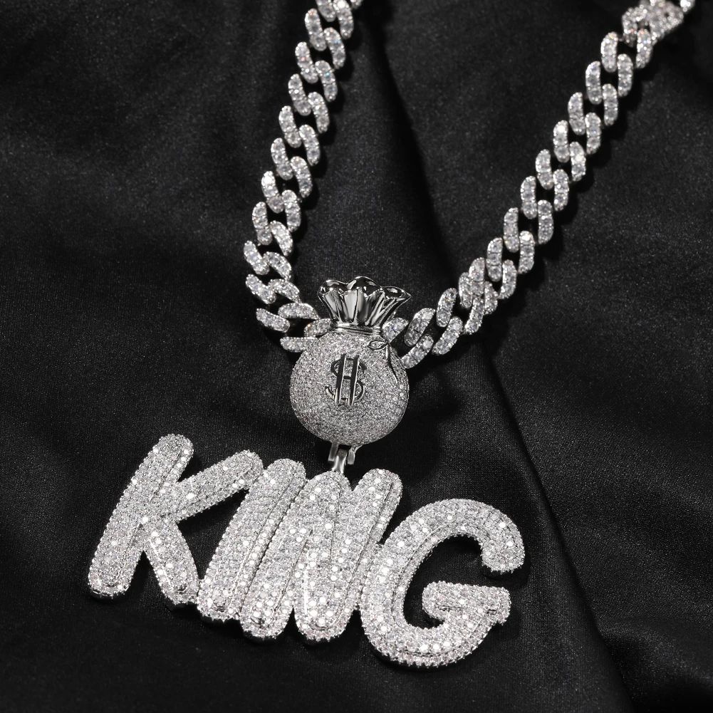 New Custom Name Dollars Hook Name Necklace Fat body Font Letter Pendant Connected Letter Fashion Women Man Jewelry