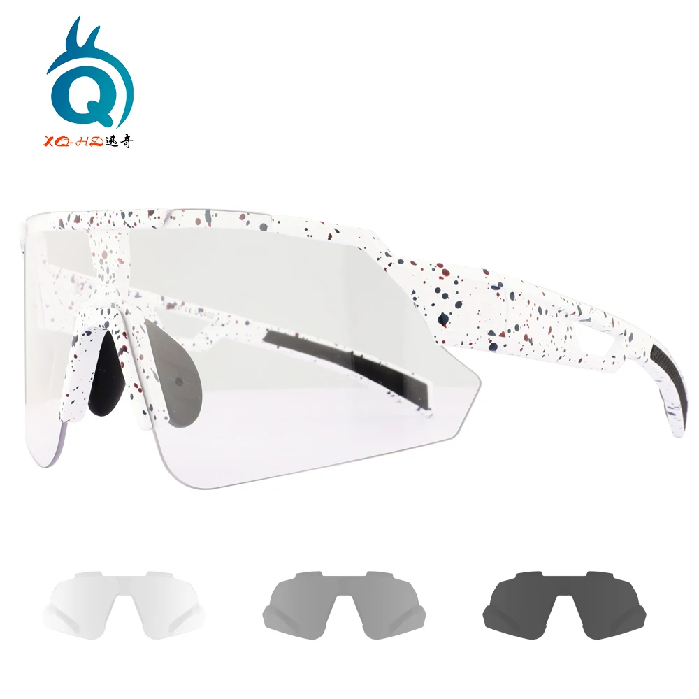 Photochromic Cycling Sun Glasses Unisex Wholesale designer Custom Logo Transparent color HD Men Bike Sunglasses for Sports