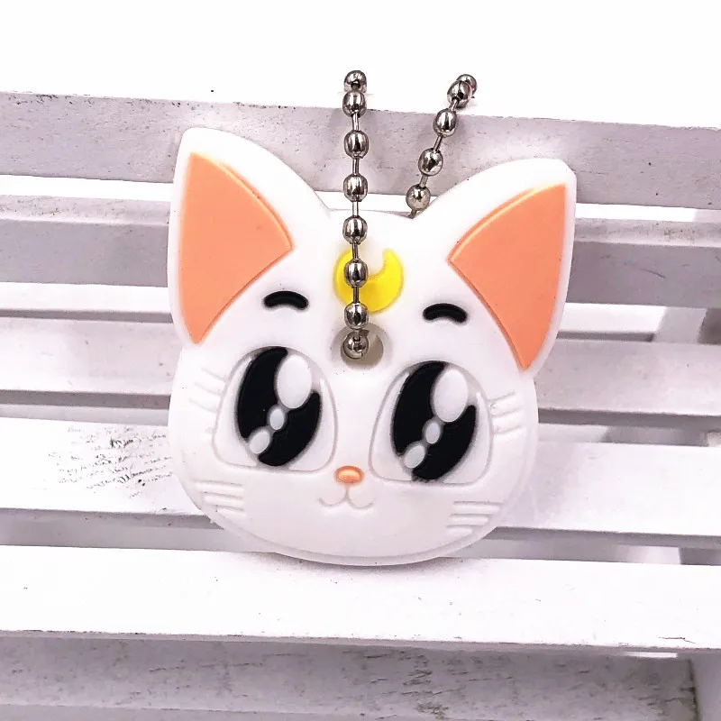 Cute Anime Keychain Silicone Cat Dog Protective Key Case Cover for Key Control Dust Cap Holder Gift Women Key Chain