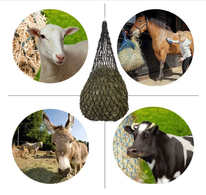 Hot selling pp material round hay net slow feed bale hay net for horses