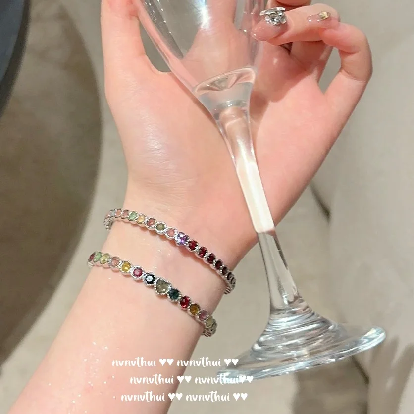 sorority rainbow crystal flower zircon  bracelet gold plated 18k bracelet