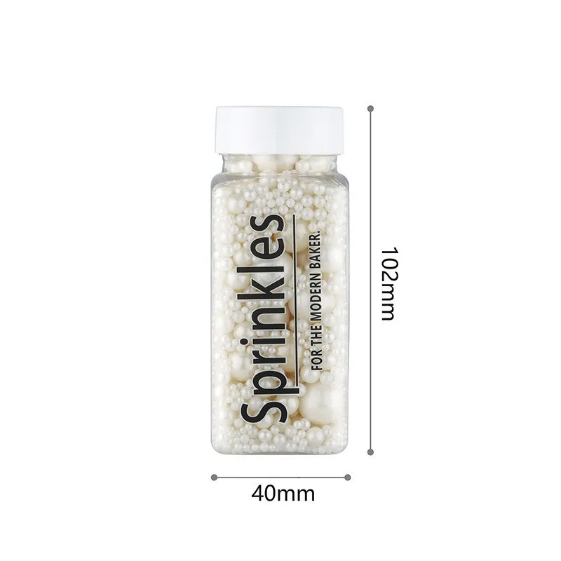 White Cake Sprinkles Cake Decoration Mixed Size Sugar Pearl Sprinkles Edible Bottle Package Hala Sprinkles Cake Decoration