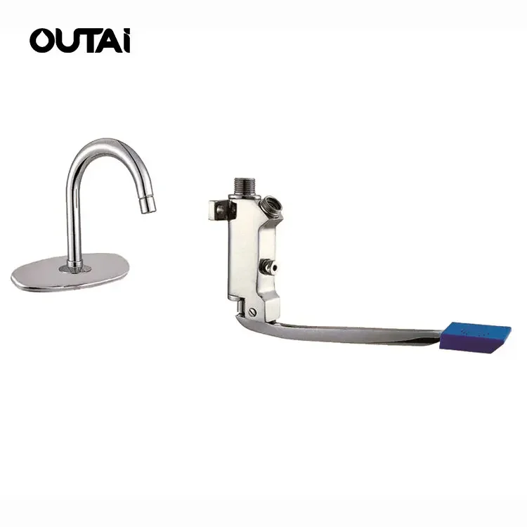High quality automatic water slow open tap brass foot pedal faucet bathroom accessories water tap