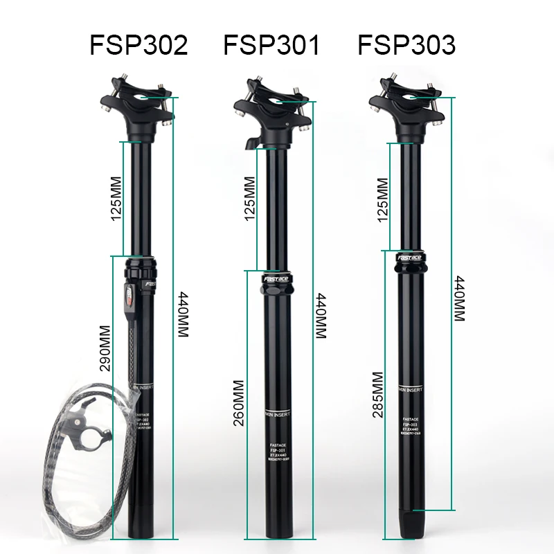 Fastace MTB Telescopic Seatpost 27.2-33.9mm Mountain Bike 440mm Length 125mm Travel Bicycle Dropper Adjustable Seat Post