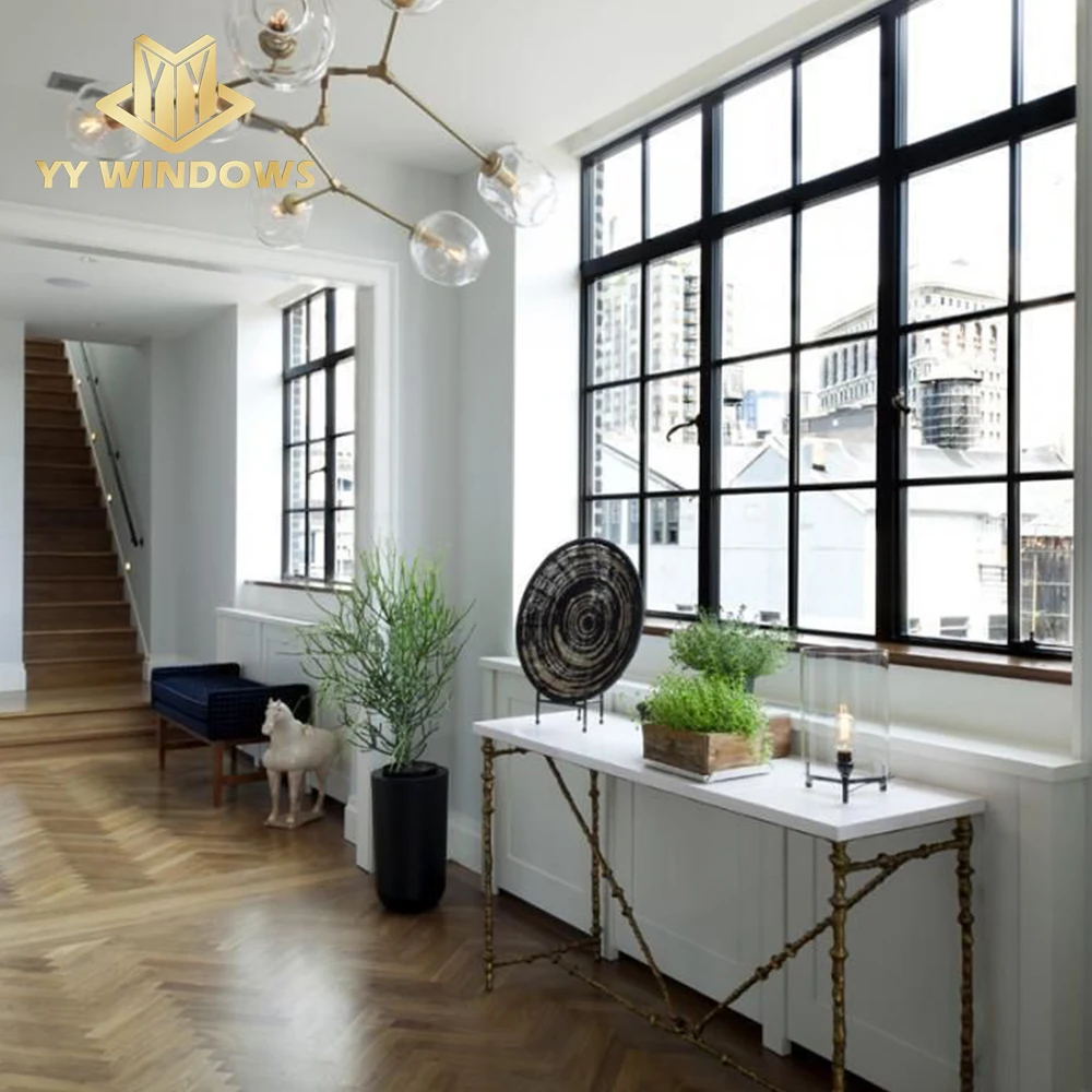 YY windows U.S. Canadian Standards double glass french window black casement windows