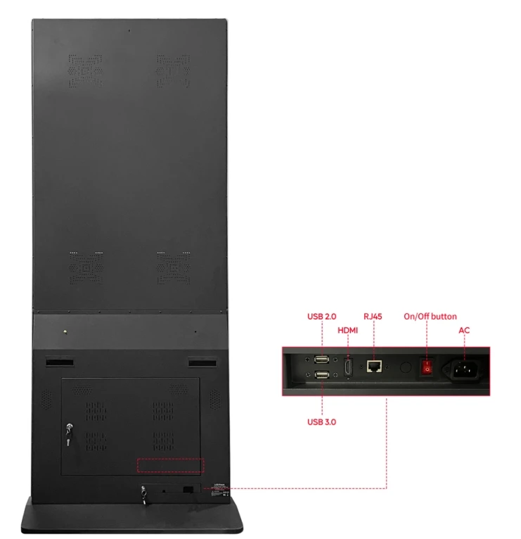Indoor 65 Inch Advertising Player Touch Screen Floor Stand Kiosk UHD Screen Digital Signage and Display with Smart CMS System