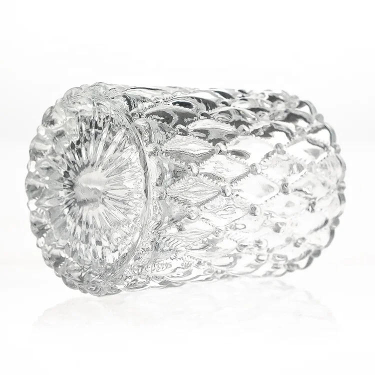 Hot Selling 150 ml Embossed Diamond Printed 5 oz Empty Round Water Diffuser Glass Bottle Wholesale