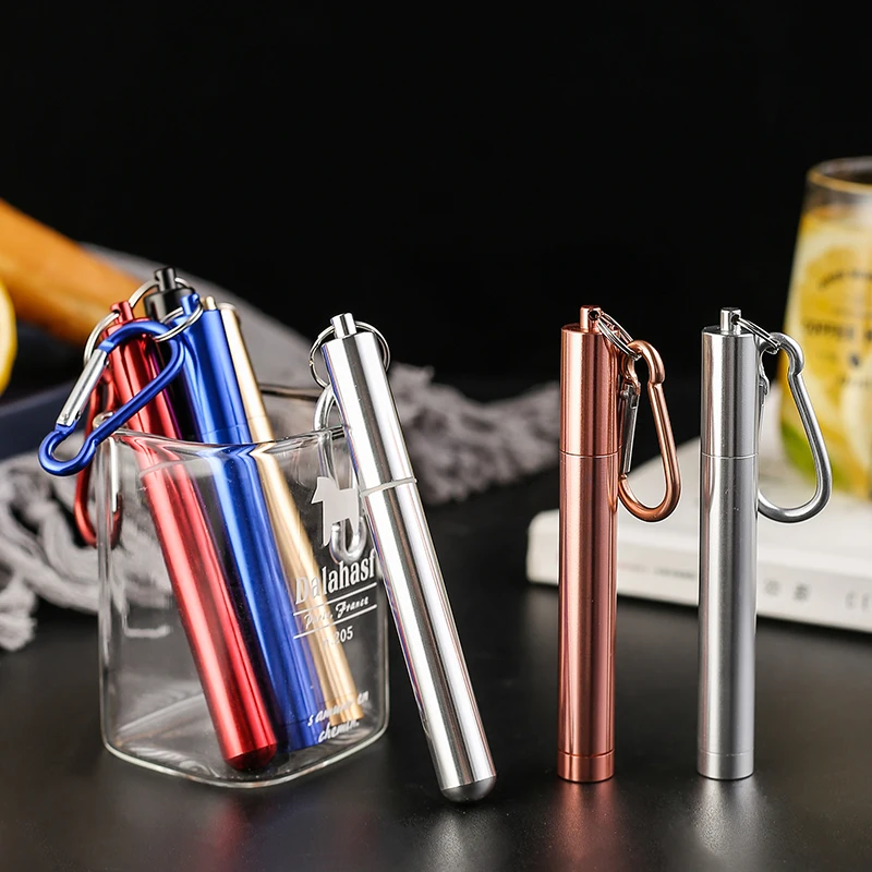 Лидер продаж Amazon, выдвижные складные телескопические соломинки из нержавеющей стали