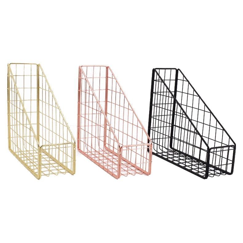 Modern Nordic Wind Stationery Series Golden Desktop Storage File Storage Rack