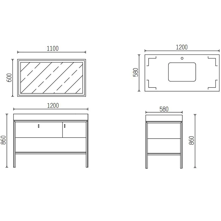 USA Style Plywood Bathroom Cabinet Wash Basin Vanity Organizer Modern Bathroom Furniture Set With Mirror
