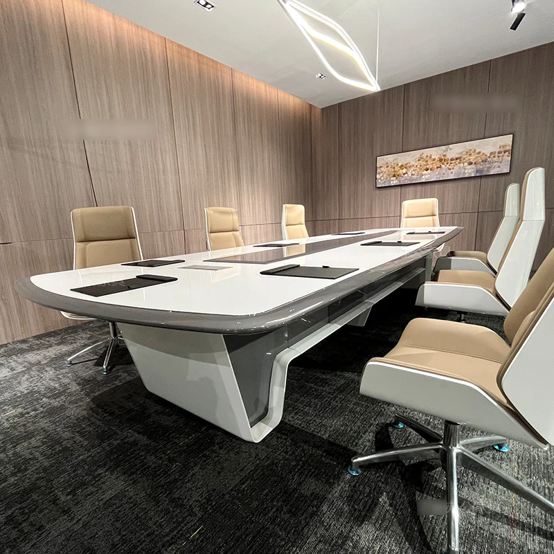 Modern Meeting Room Office Desk 12 Feet Conference Room Multi Person Wooden Big Conference Table And Chairs