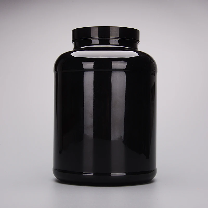 Supplement bottle black 166oz 5L 5000ml PET Black wide mouth protein powder storage container with cap