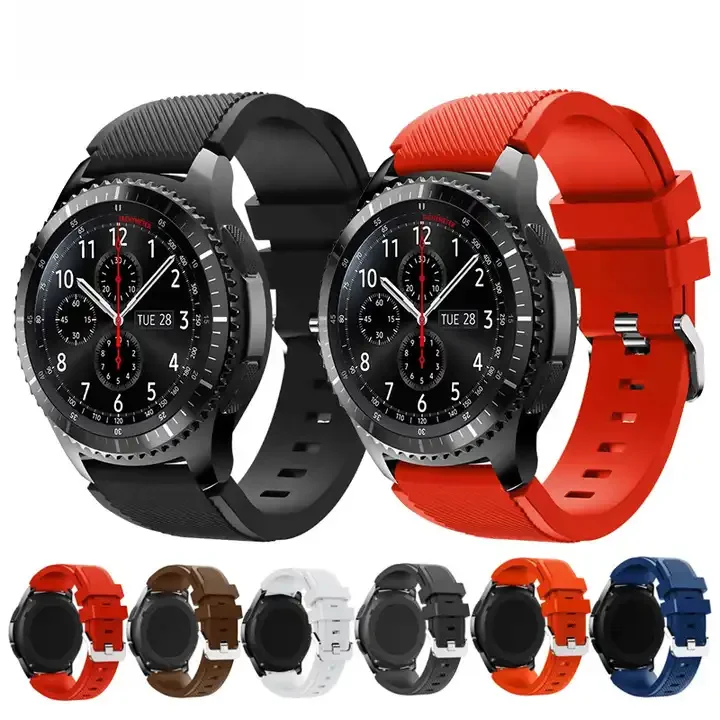 20MM 22MM Sport Watch Strap for Samsung Gear S3, Classic Silicone Watch Band Solid Color Wristband for Samsung Galaxy Watches