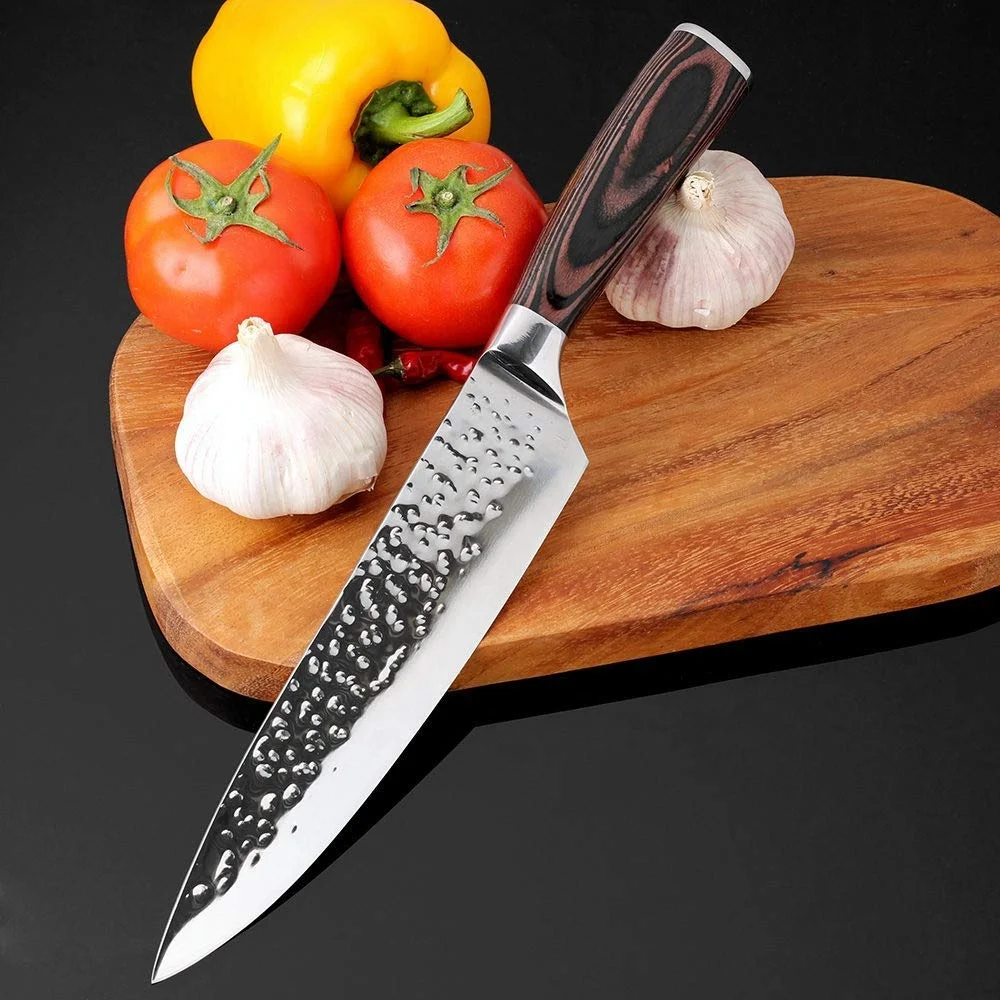 Professional 8 inch High Carbon Stainless Steel Paaka Wood Handle Kitchen Chef Knife