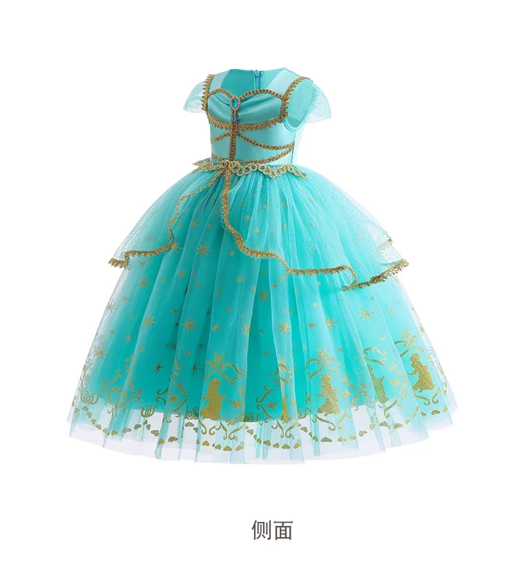 New Arrival Lace Performance Girl Star Patterns Lovely Baby First Birthday Ball Gown Kids Fancy Style Frock jasmine princess