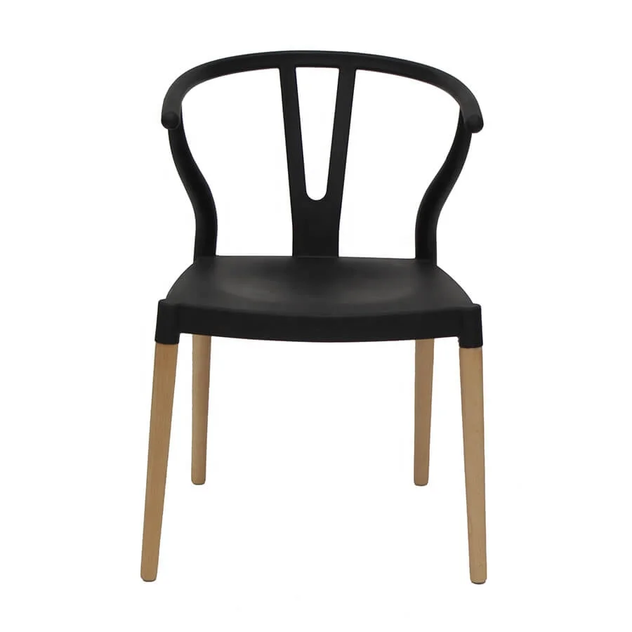 Silla Wishbone for Cafe Kitchen Classic design beech wood leg armrest plastic seat dining chair